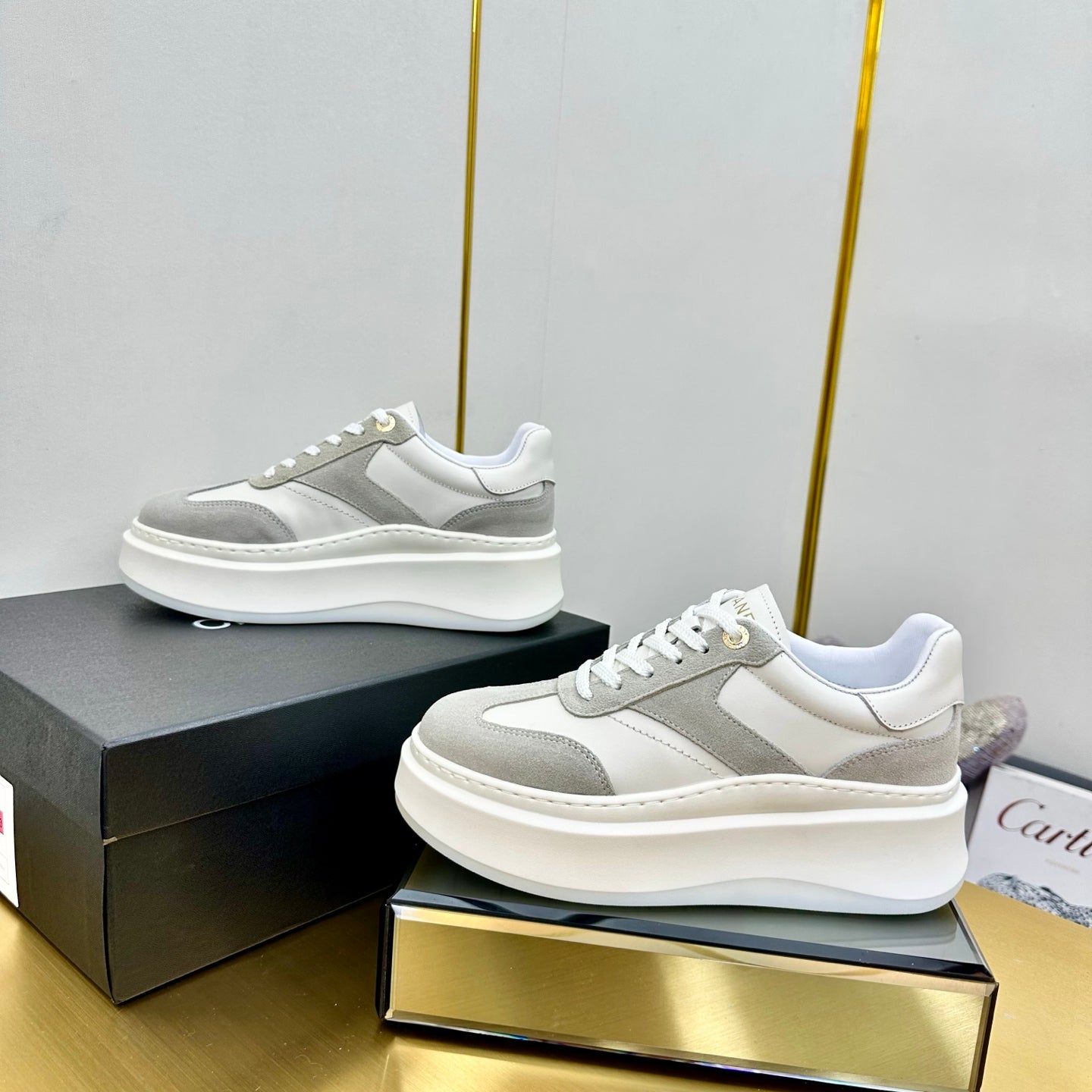 CHANEL 25 Sneaker Gray mix White Suede 238472