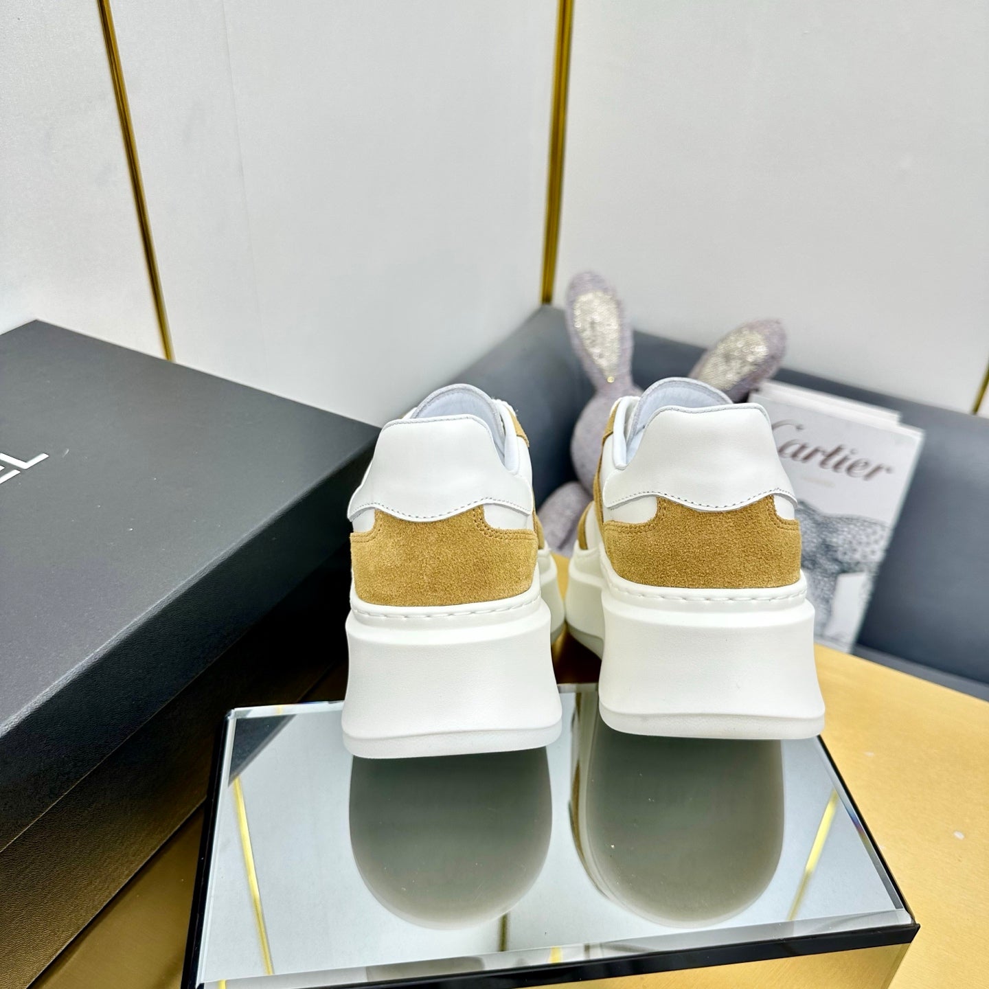 CHANEL 25 Sneaker Brown mix White Suede 238473