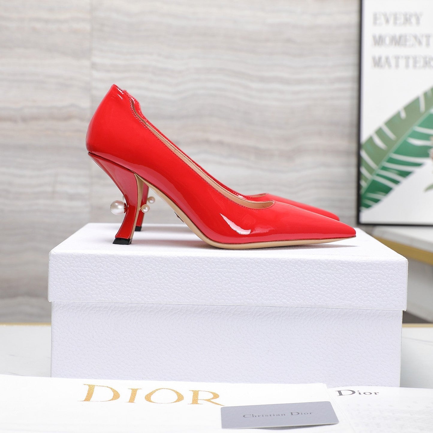 DIOR Tribales Pump 80mm Glossy Red Orange Cowhide