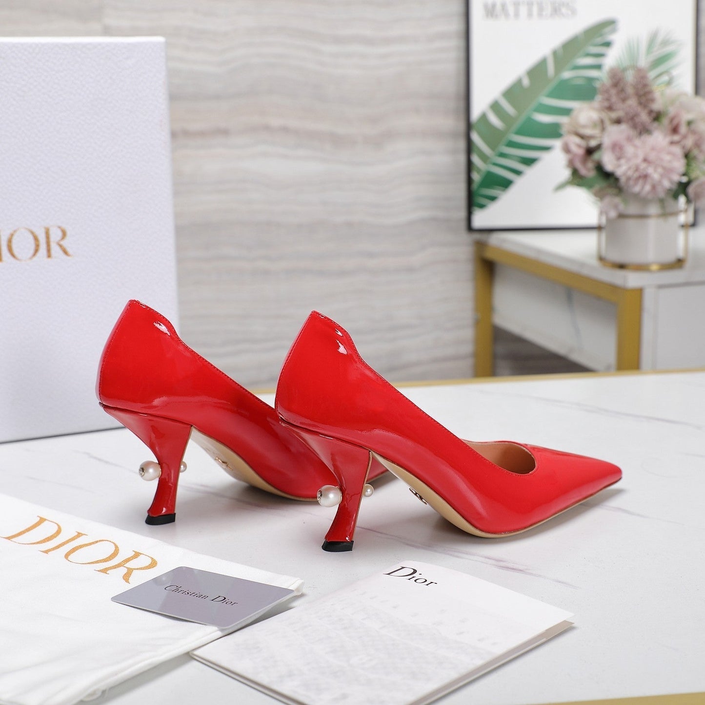 DIOR Tribales Pump 80mm Glossy Red Orange Cowhide