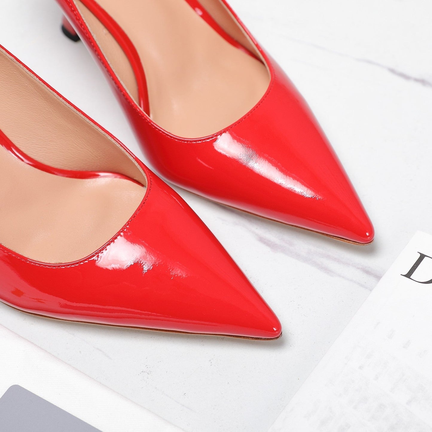 DIOR Tribales Pump 80mm Glossy Red Orange Cowhide