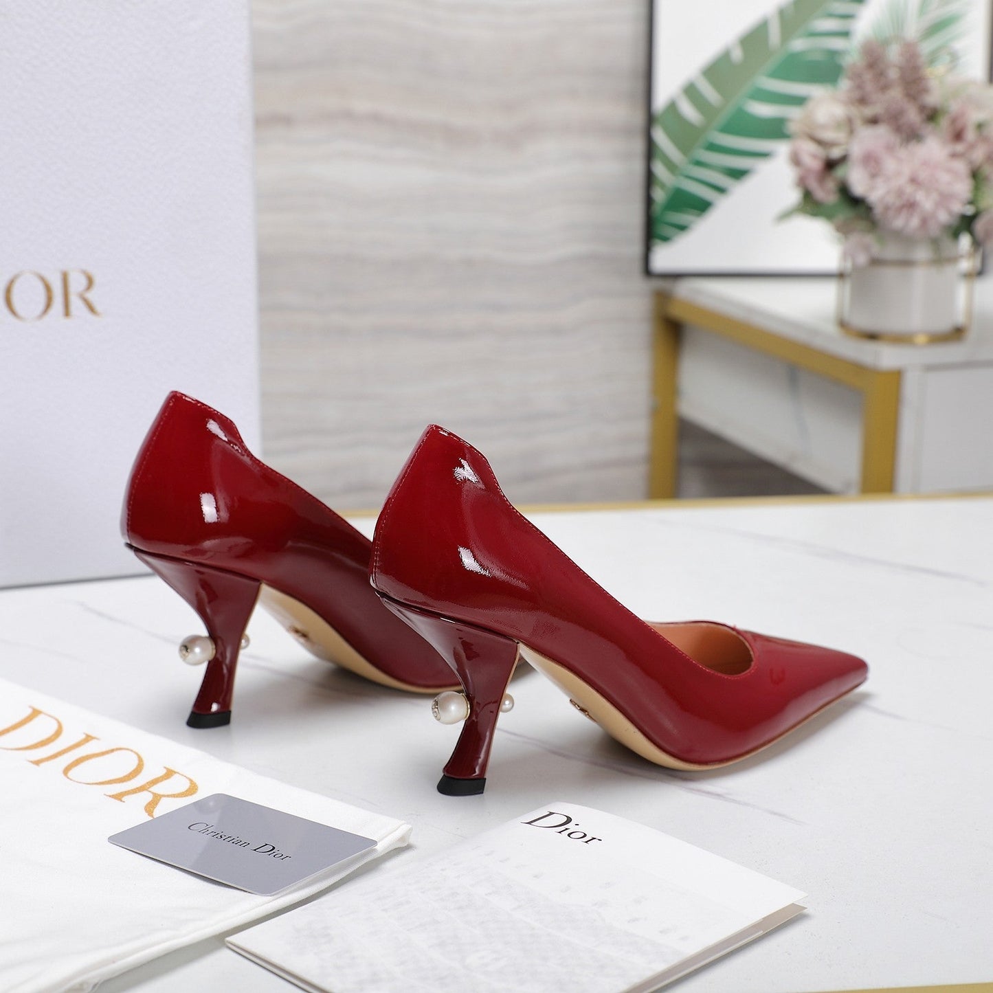 DIOR Tribales Pump 80mm Glossy Red Cowhide