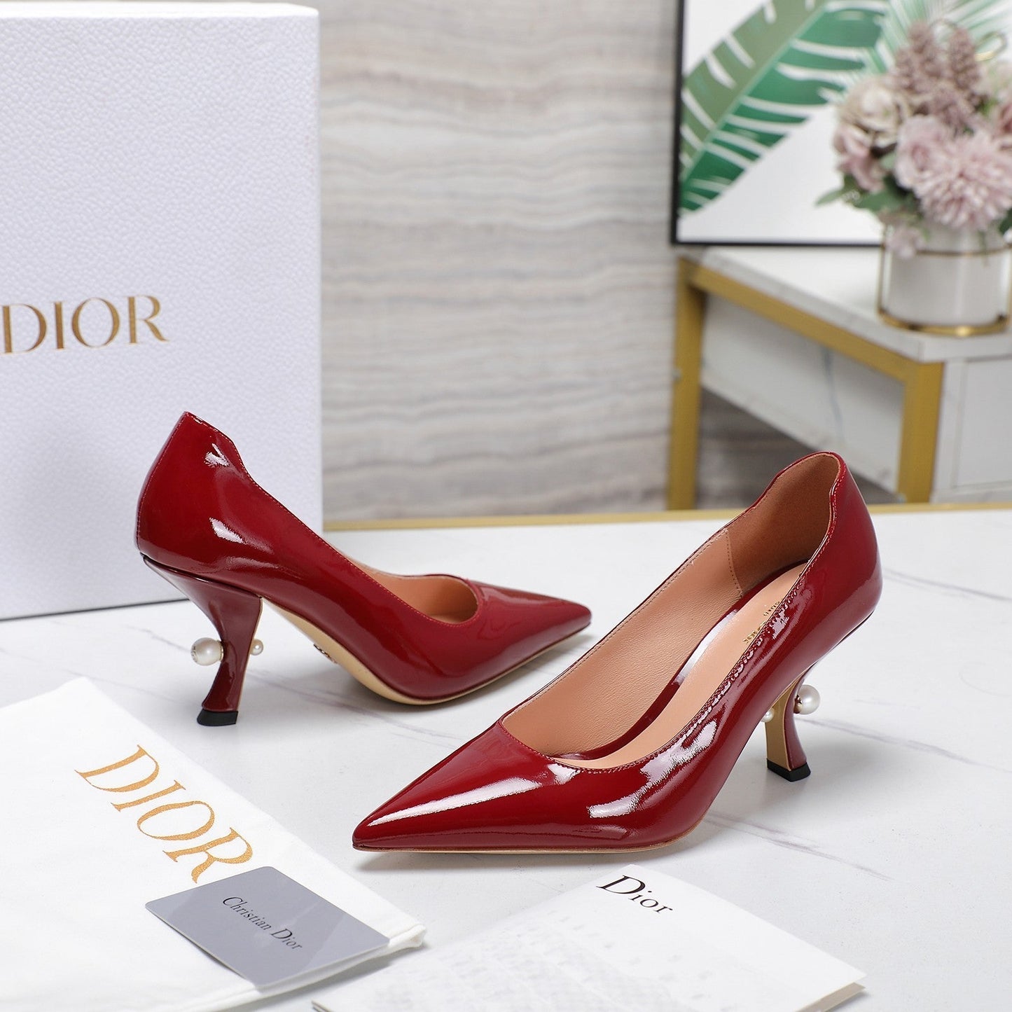 DIOR Tribales Pump 80mm Glossy Red Cowhide