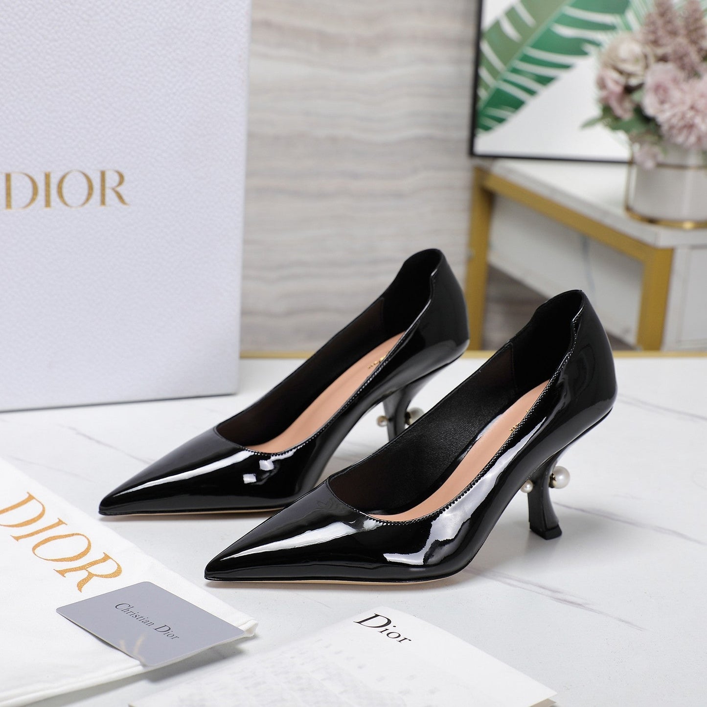 DIOR Tribales Pump 80mm Glossy Black Cowhide