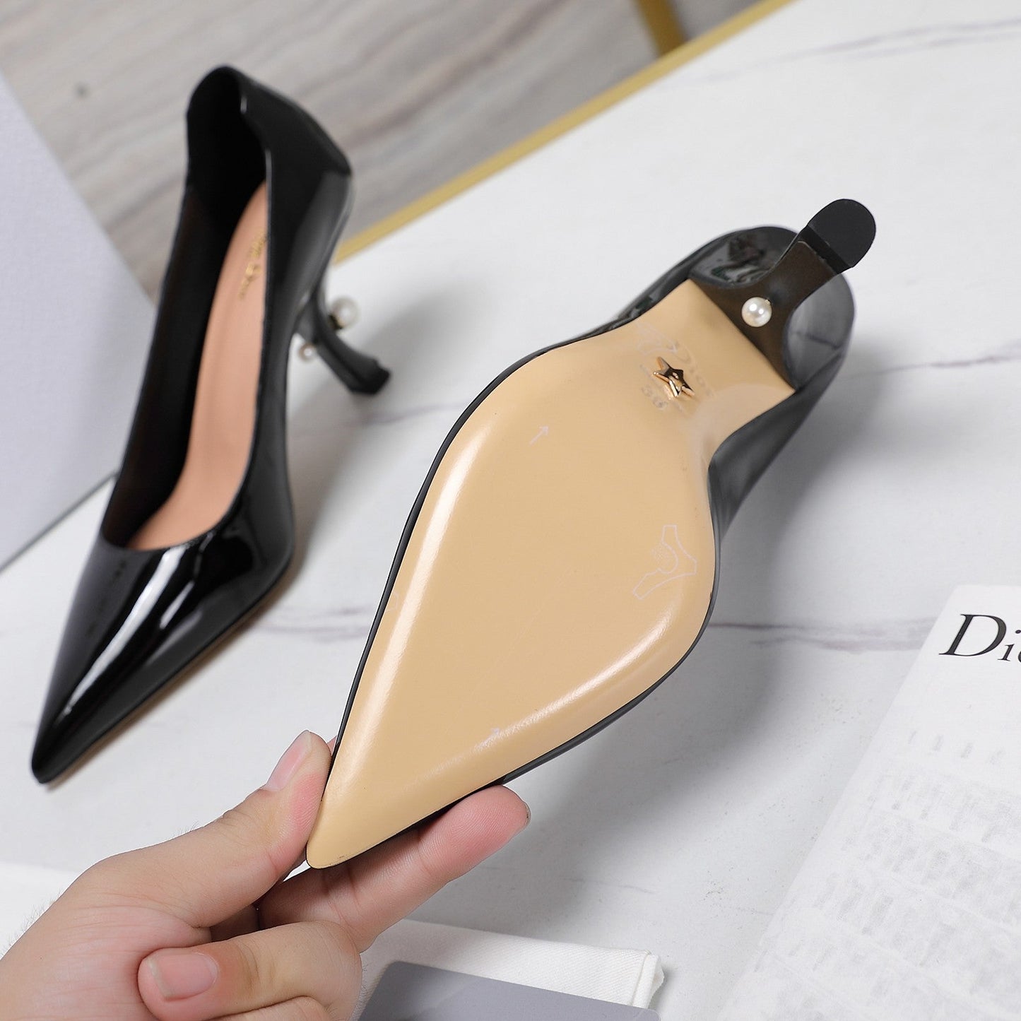 DIOR Tribales Pump 80mm Glossy Black Cowhide