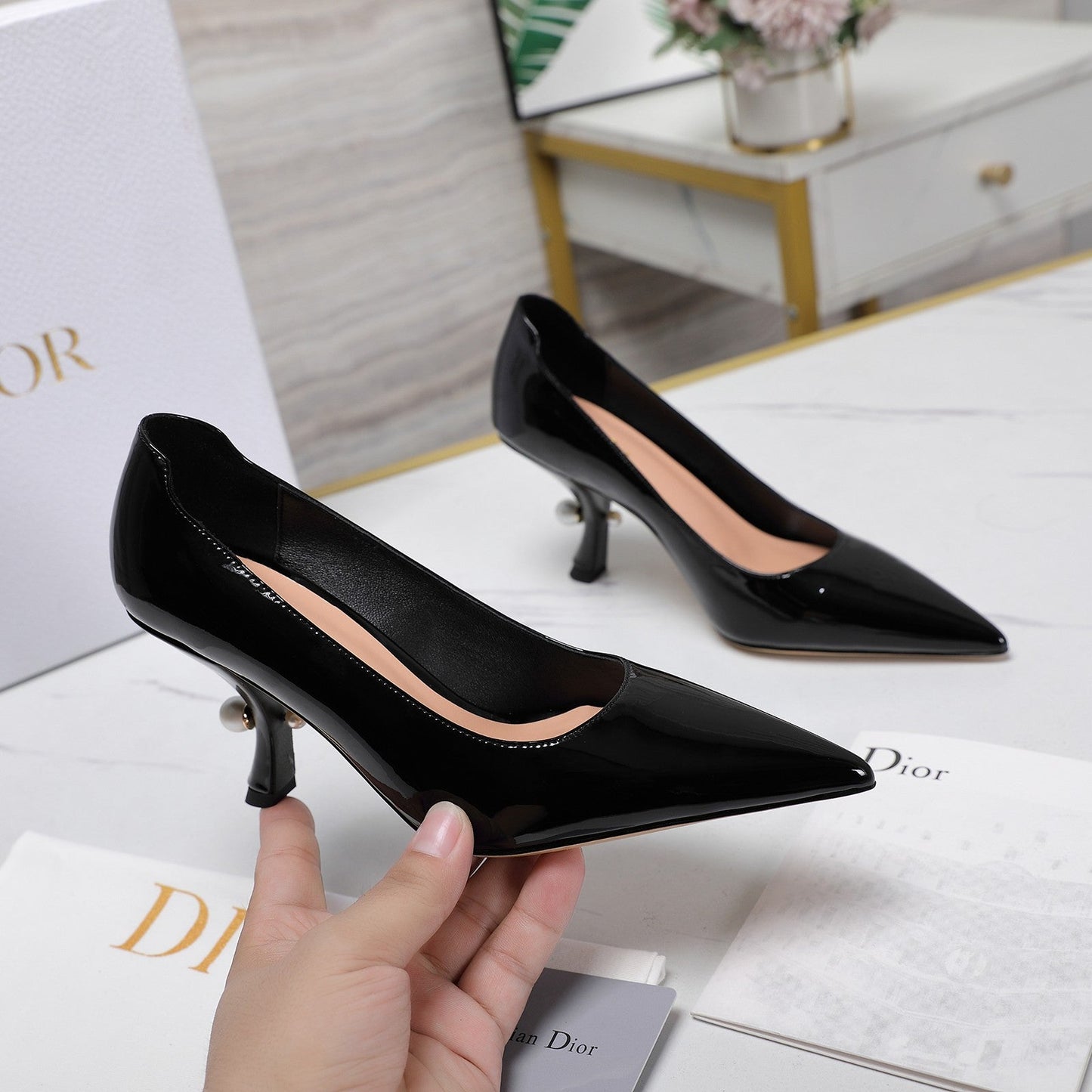 DIOR Tribales Pump 80mm Glossy Black Cowhide