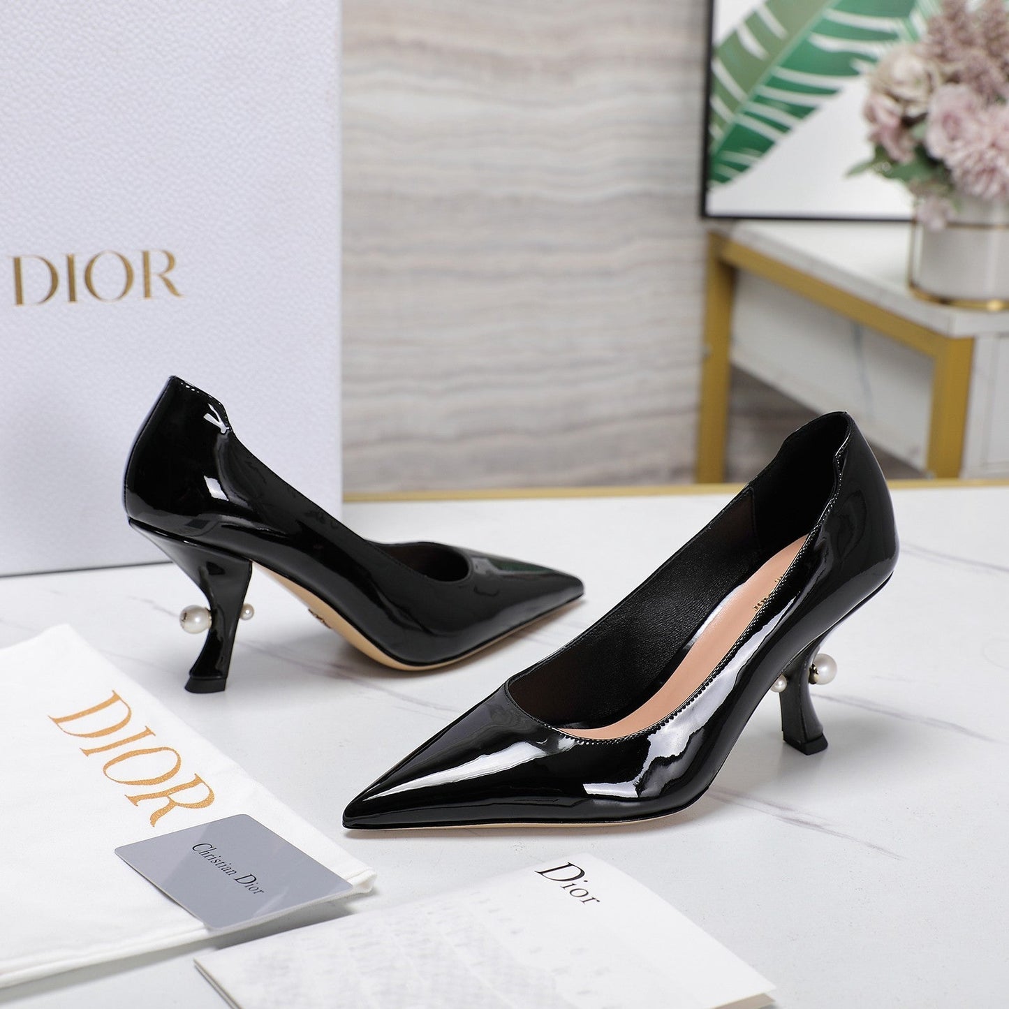 DIOR Tribales Pump 80mm Glossy Black Cowhide