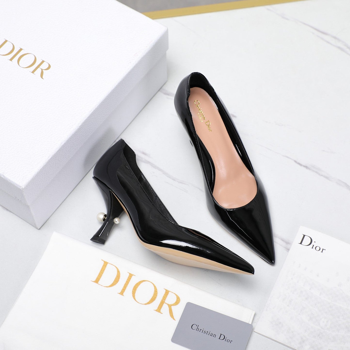 DIOR Tribales Pump 80mm Glossy Black Cowhide