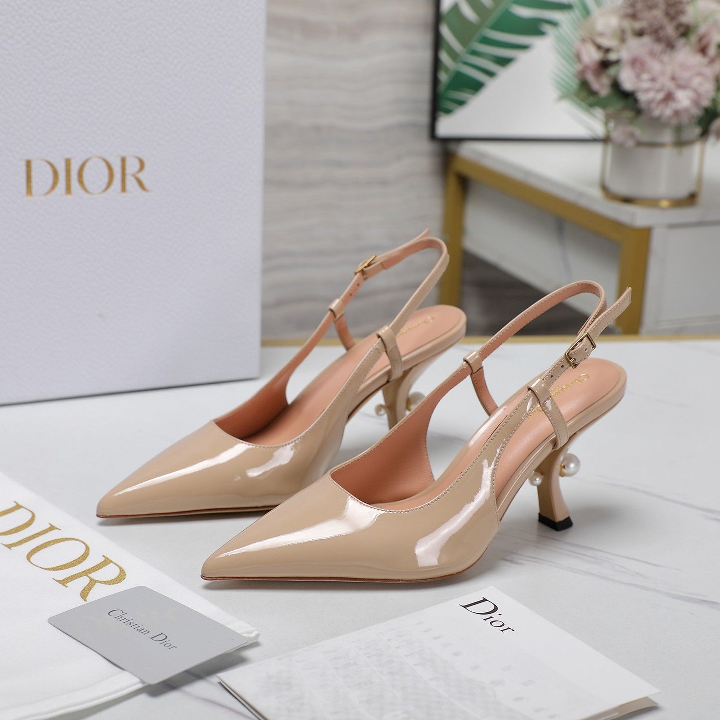 DIOR Tribales Slingback Pump Glossy Beige Cowhide