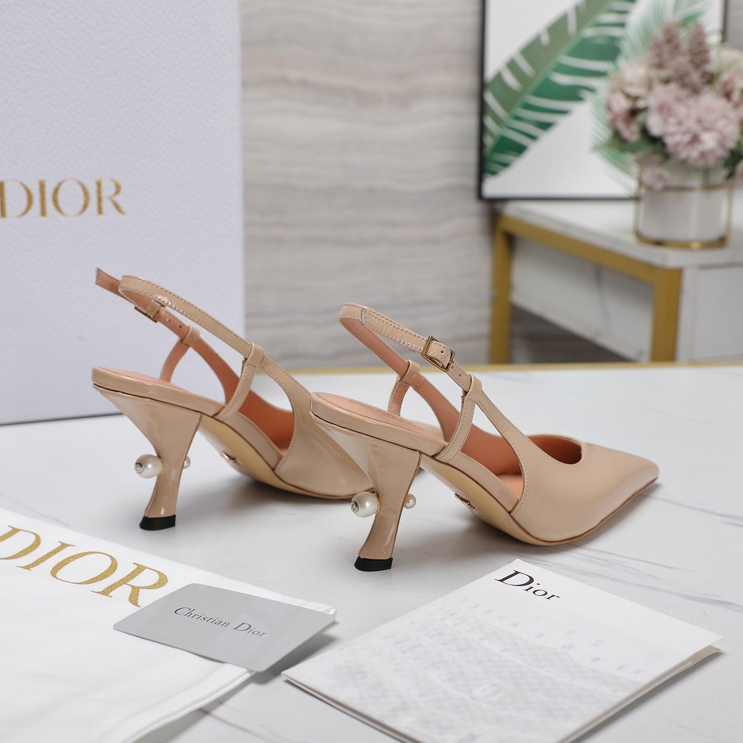 DIOR Tribales Slingback Pump Glossy Beige Cowhide