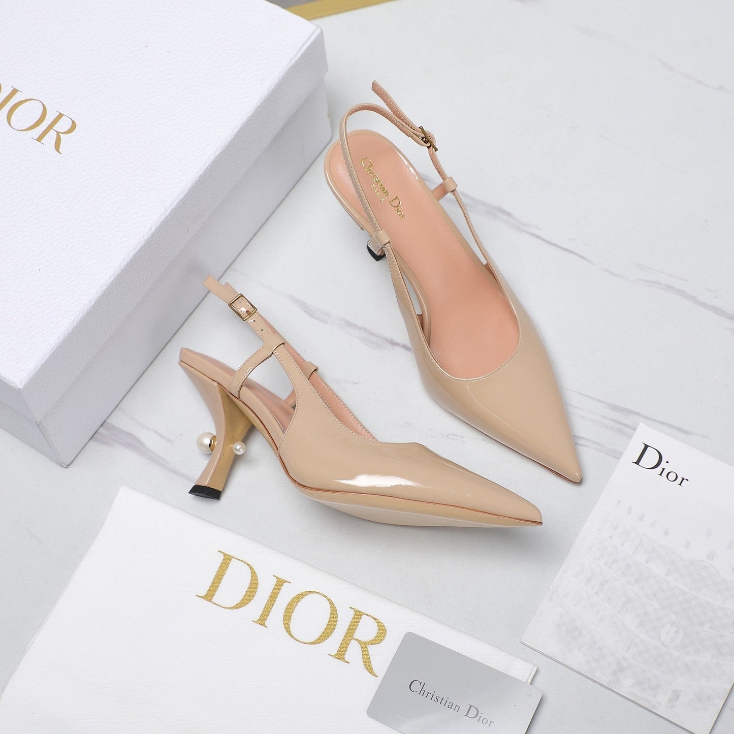 DIOR Tribales Slingback Pump Glossy Beige Cowhide