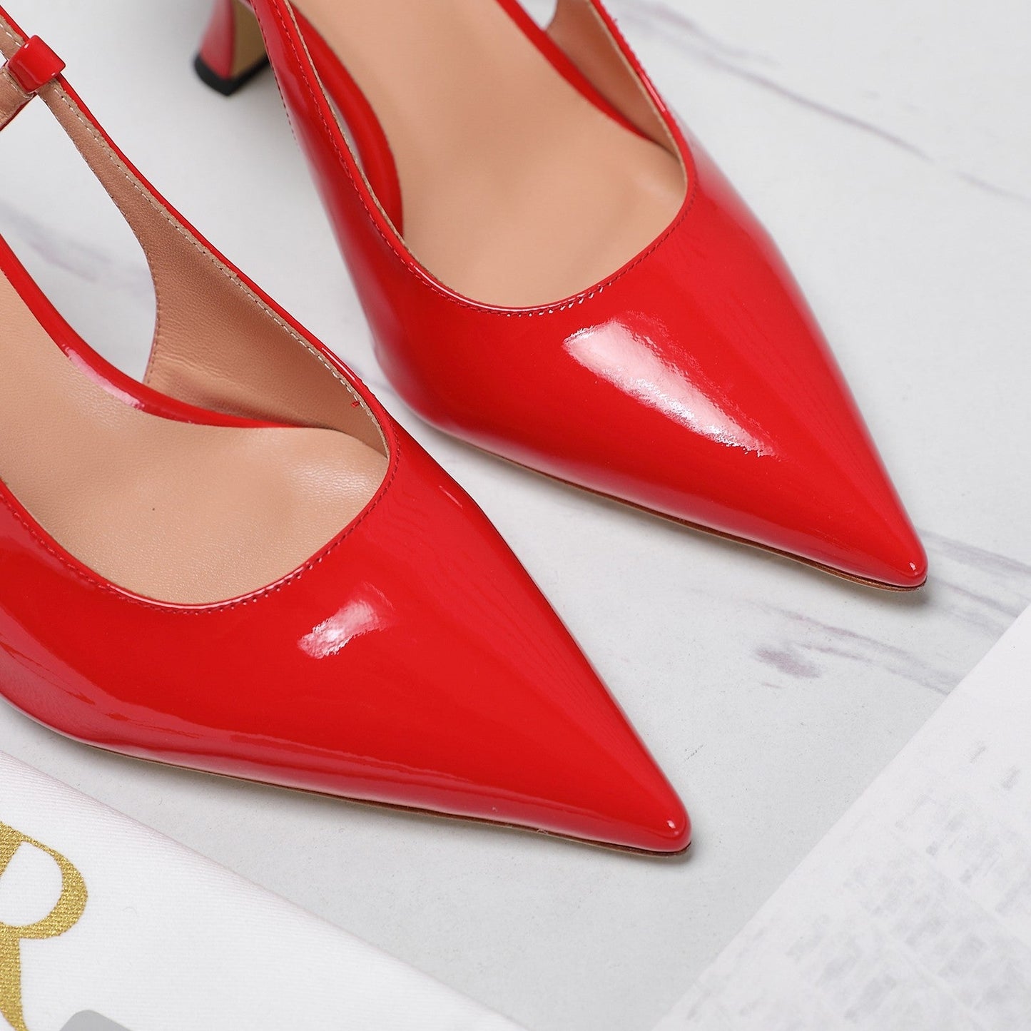 DIOR Tribales Slingback Pump Glossy Red Orange Cowhide