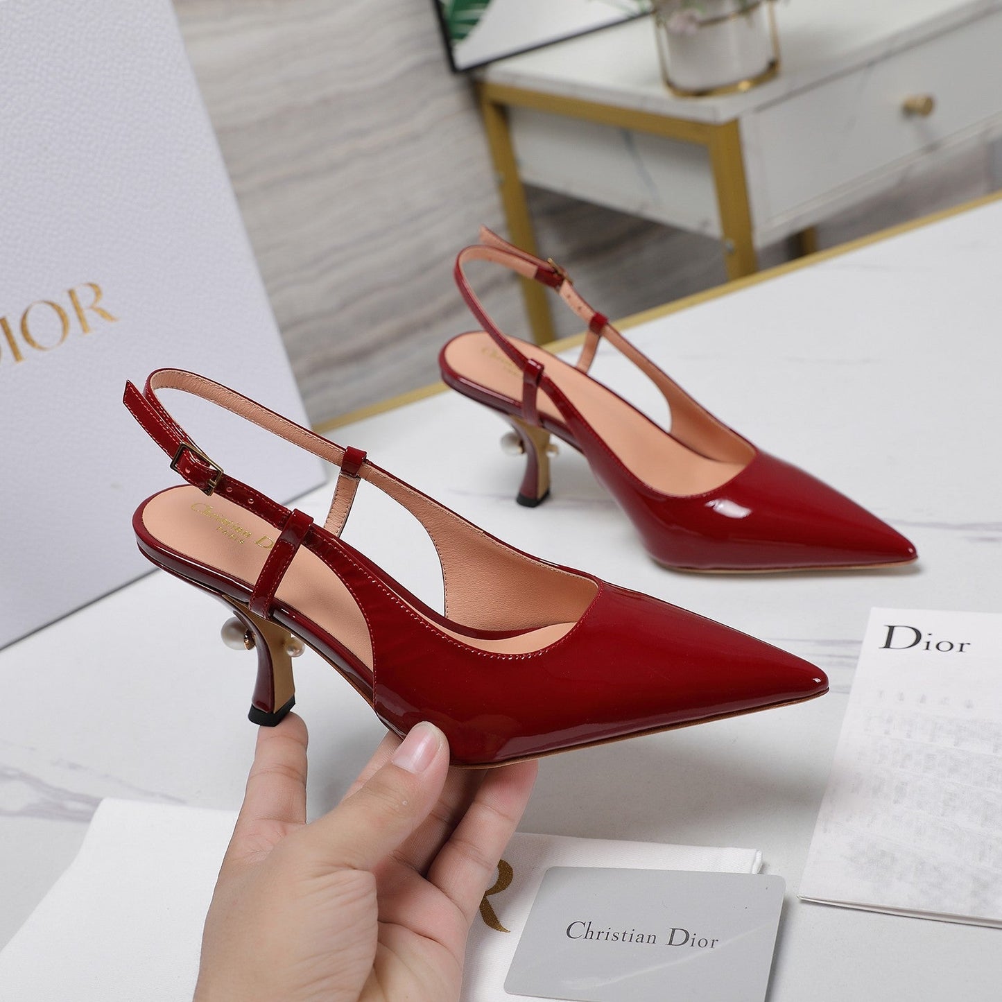 DIOR Tribales Slingback Pump Glossy Red Cowhide