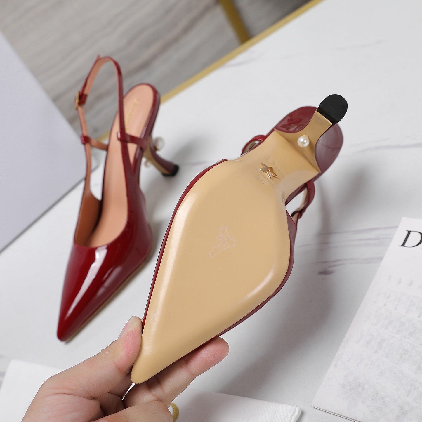 DIOR Tribales Slingback Pump Glossy Red Cowhide