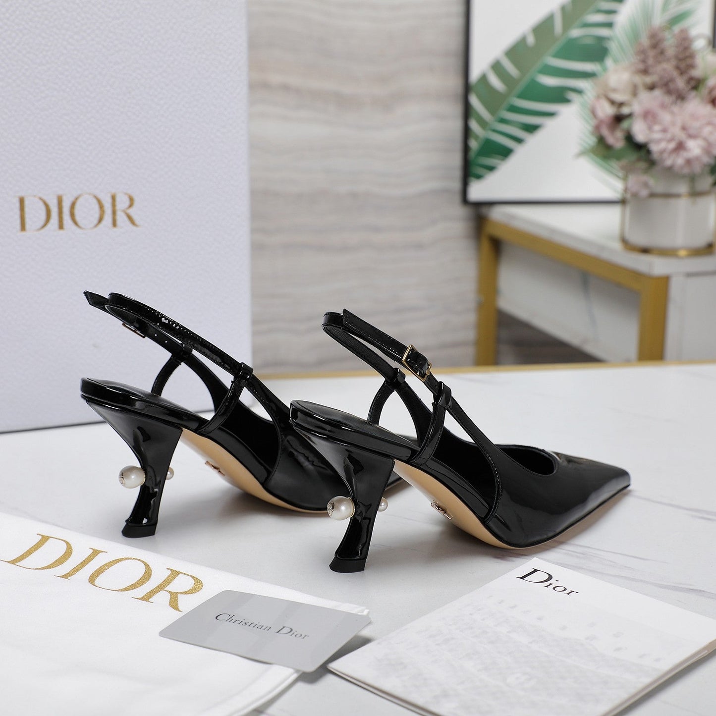 DIOR Tribales Slingback Pump Glossy Black Cowhide