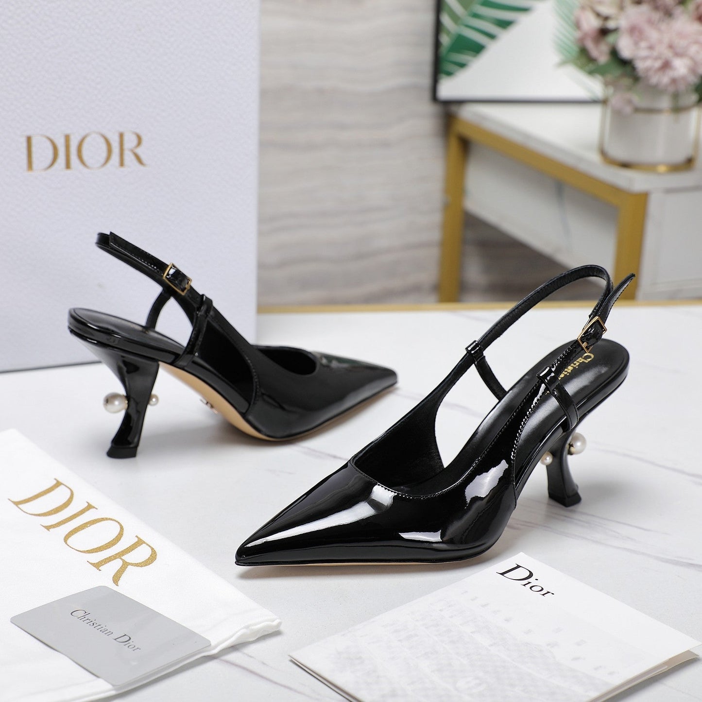 DIOR Tribales Slingback Pump Glossy Black Cowhide
