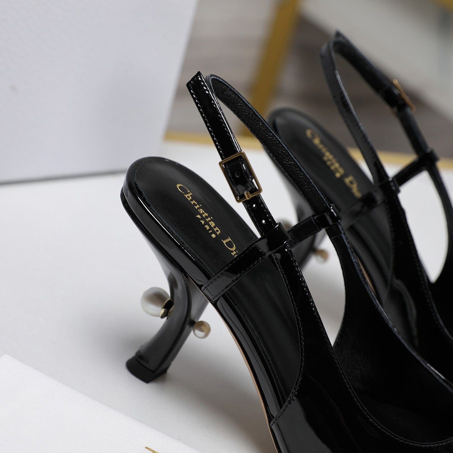 DIOR Tribales Slingback Pump Glossy Black Cowhide