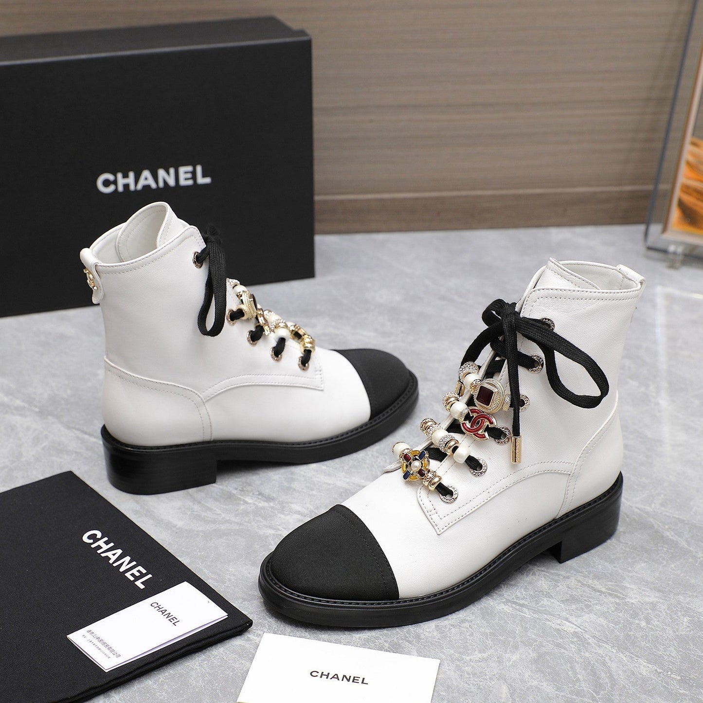 CHANEL Ankle Boots 30mm White Plain Cowhide