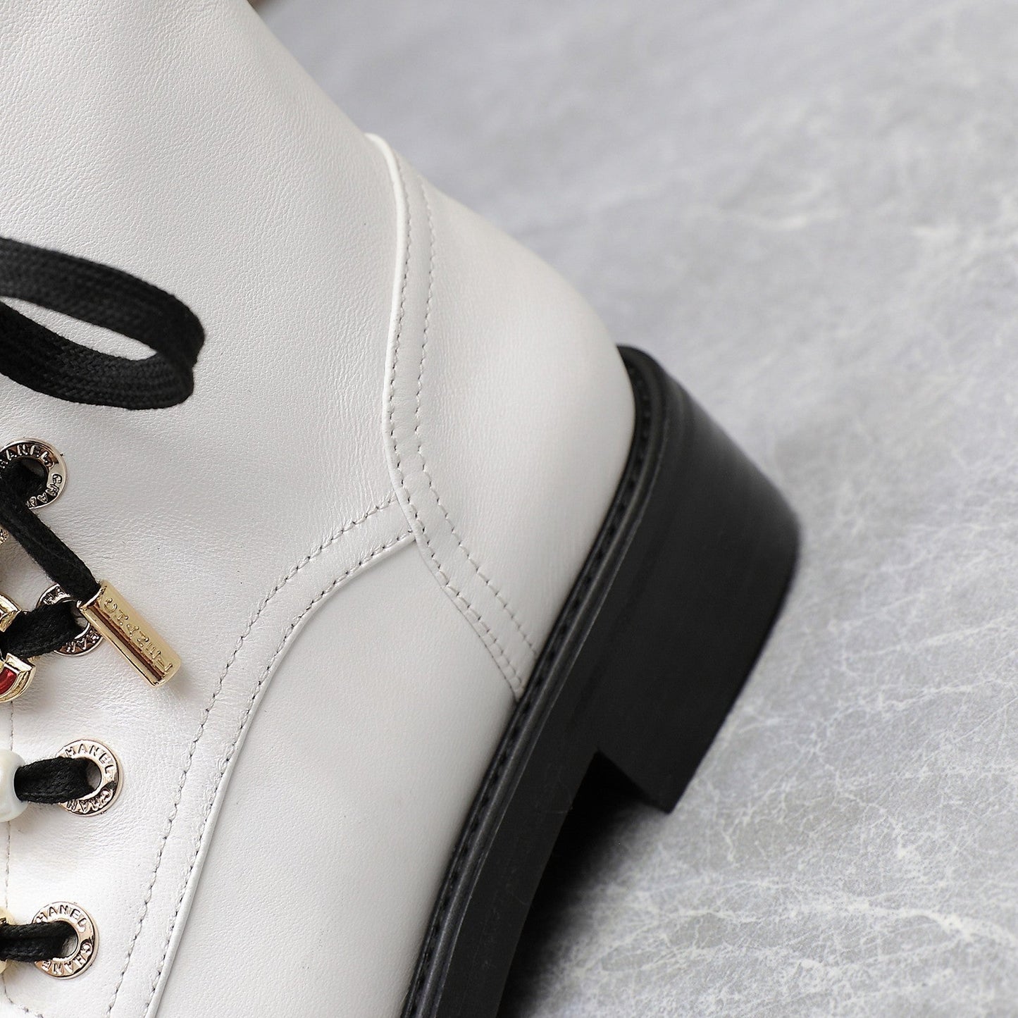 CHANEL Ankle Boots 30mm White Plain Cowhide