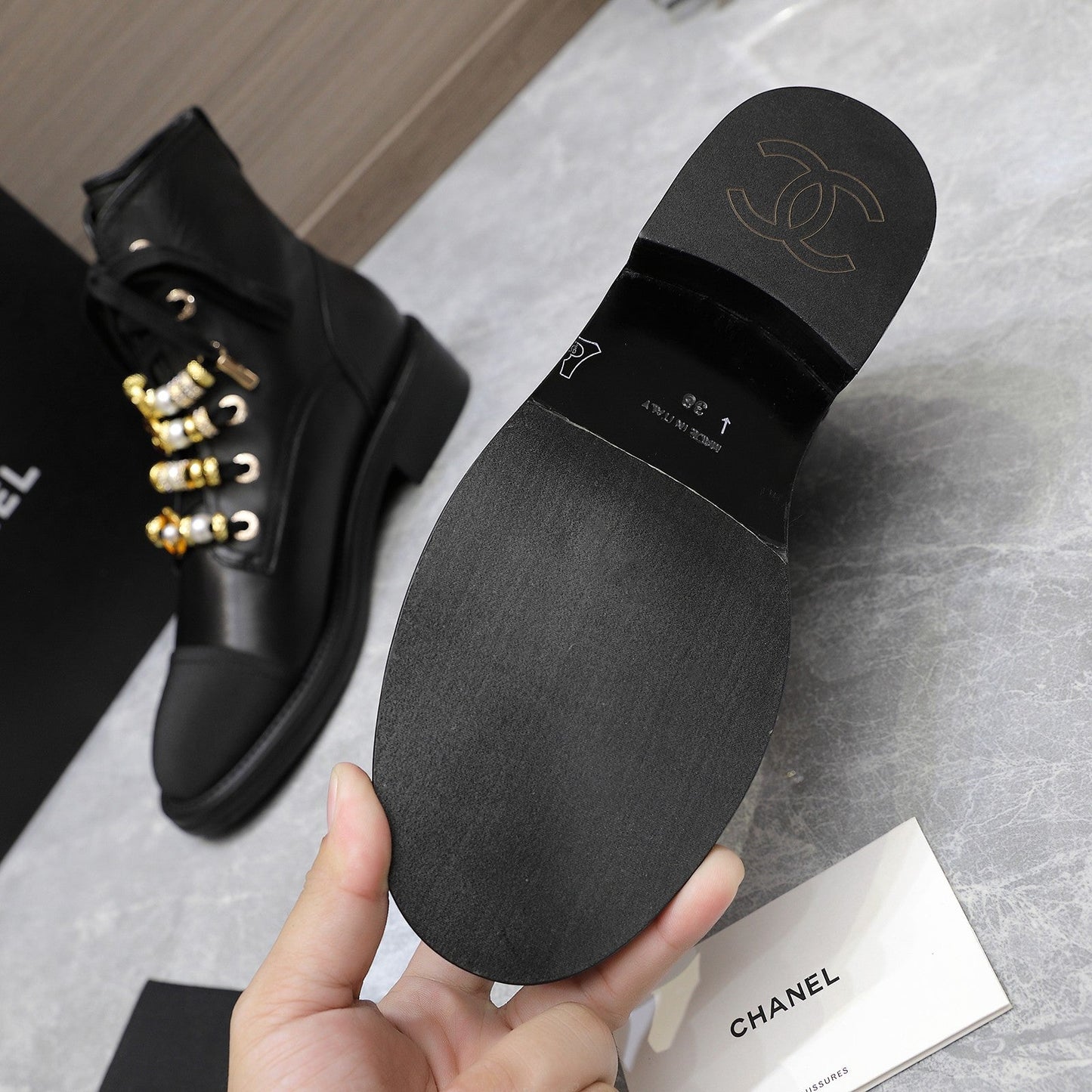CHANEL Ankle Boots 30mm Black Plain Cowhide
