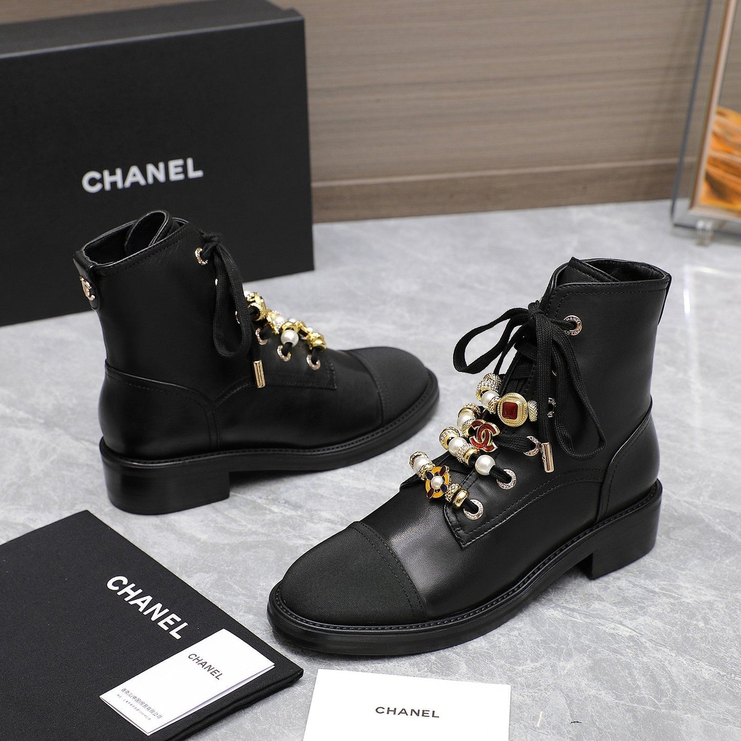 CHANEL Ankle Boots 30mm Black Plain Cowhide