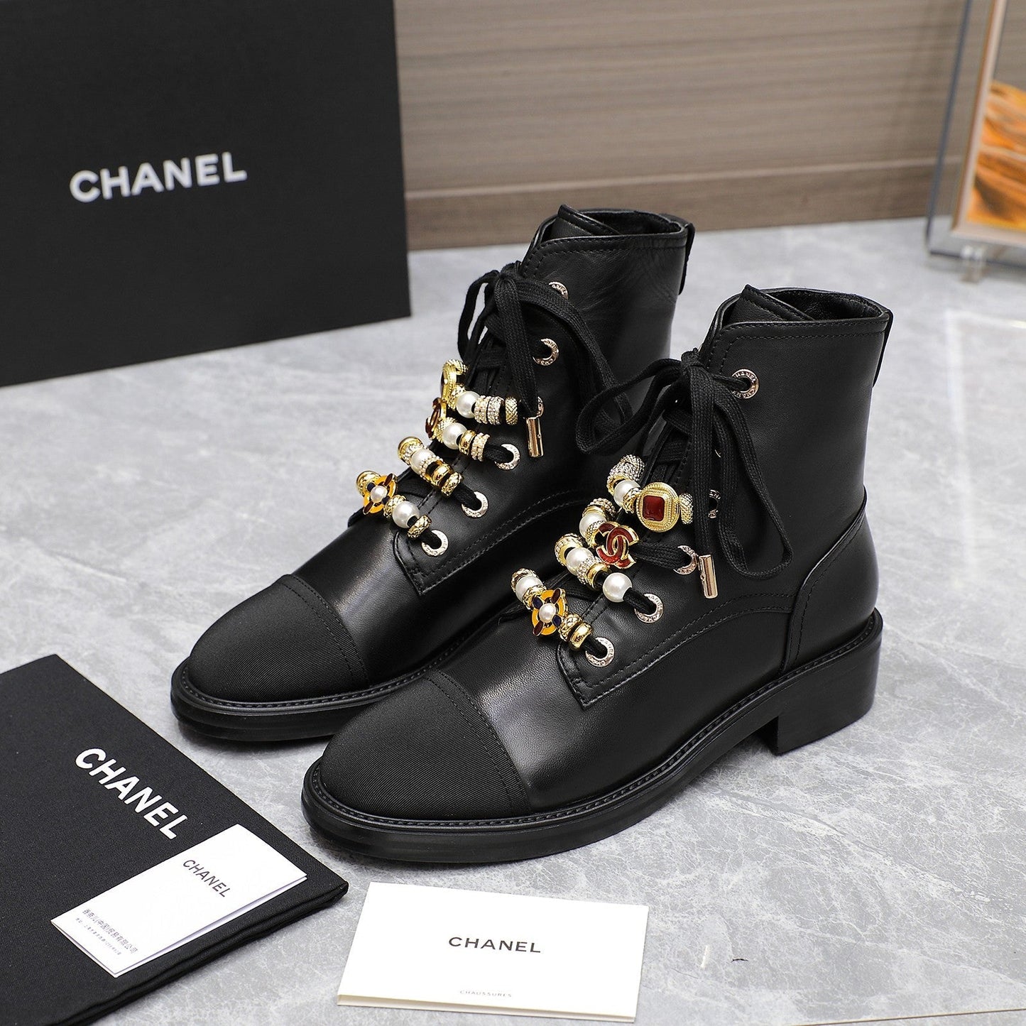 CHANEL Ankle Boots 30mm Black Plain Cowhide