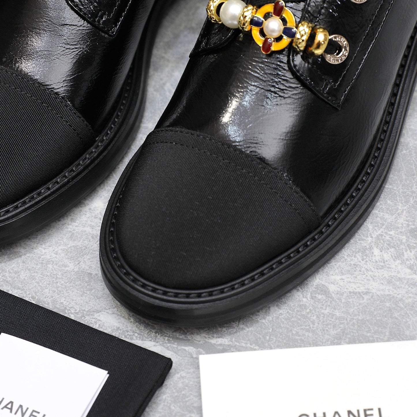 CHANEL Ankle Boots 30mm Black Wrinkled Cowhide