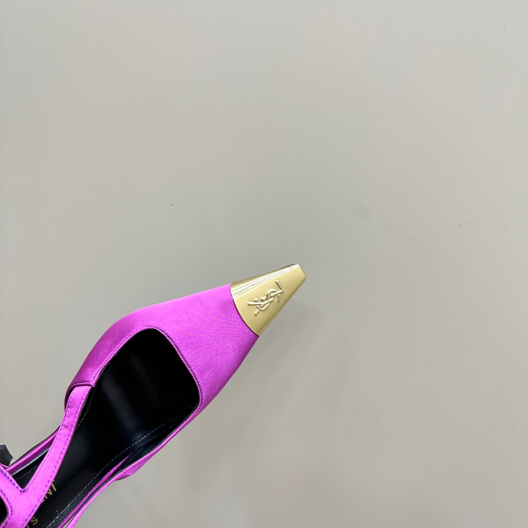 Saint Laurent SL JEANNE SLINGBACK PUMPS NEON PINK SATIN