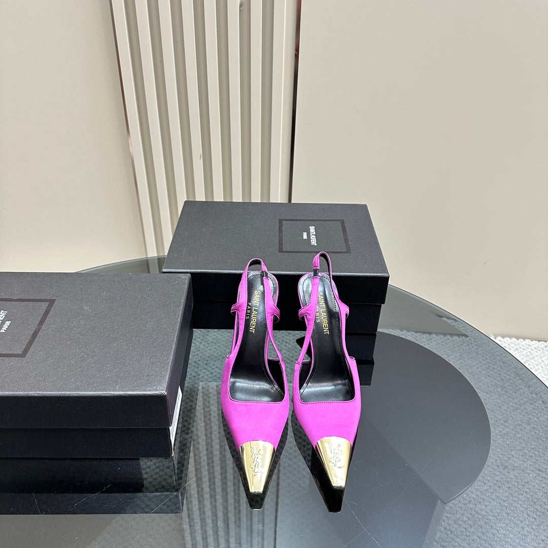 Saint Laurent SL JEANNE SLINGBACK PUMPS NEON PINK SATIN