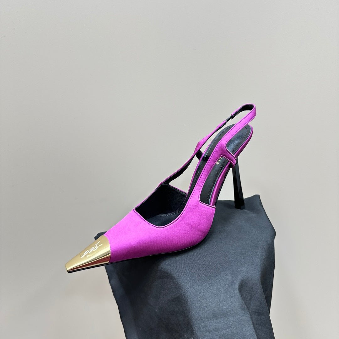 Saint Laurent SL JEANNE SLINGBACK PUMPS NEON PINK SATIN