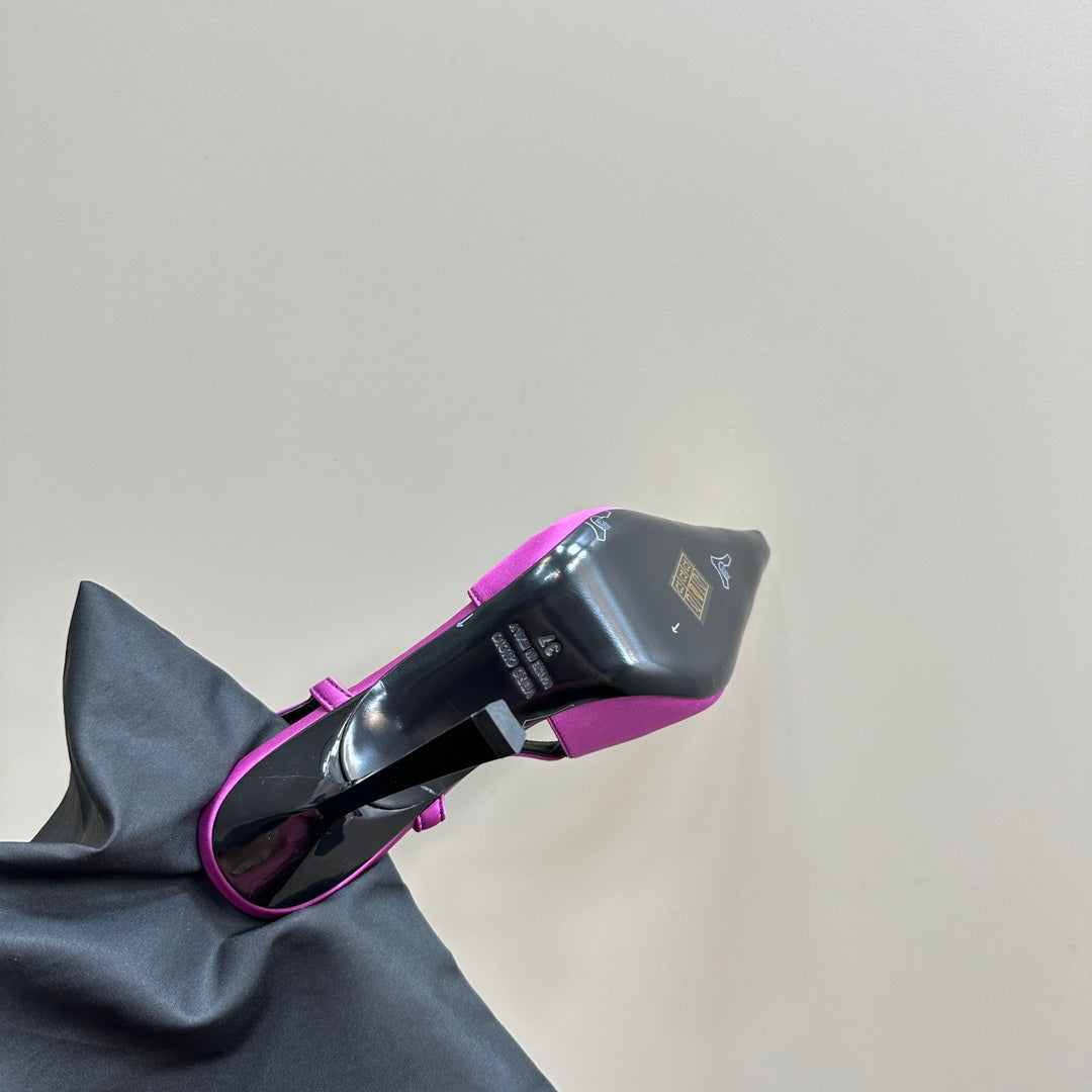 Saint Laurent SL JEANNE SLINGBACK PUMPS NEON PINK SATIN