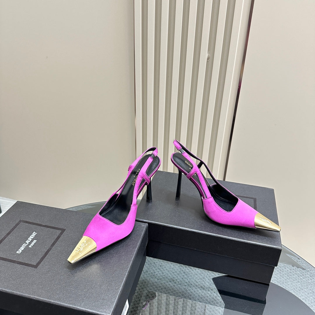 Saint Laurent SL JEANNE SLINGBACK PUMPS NEON PINK SATIN