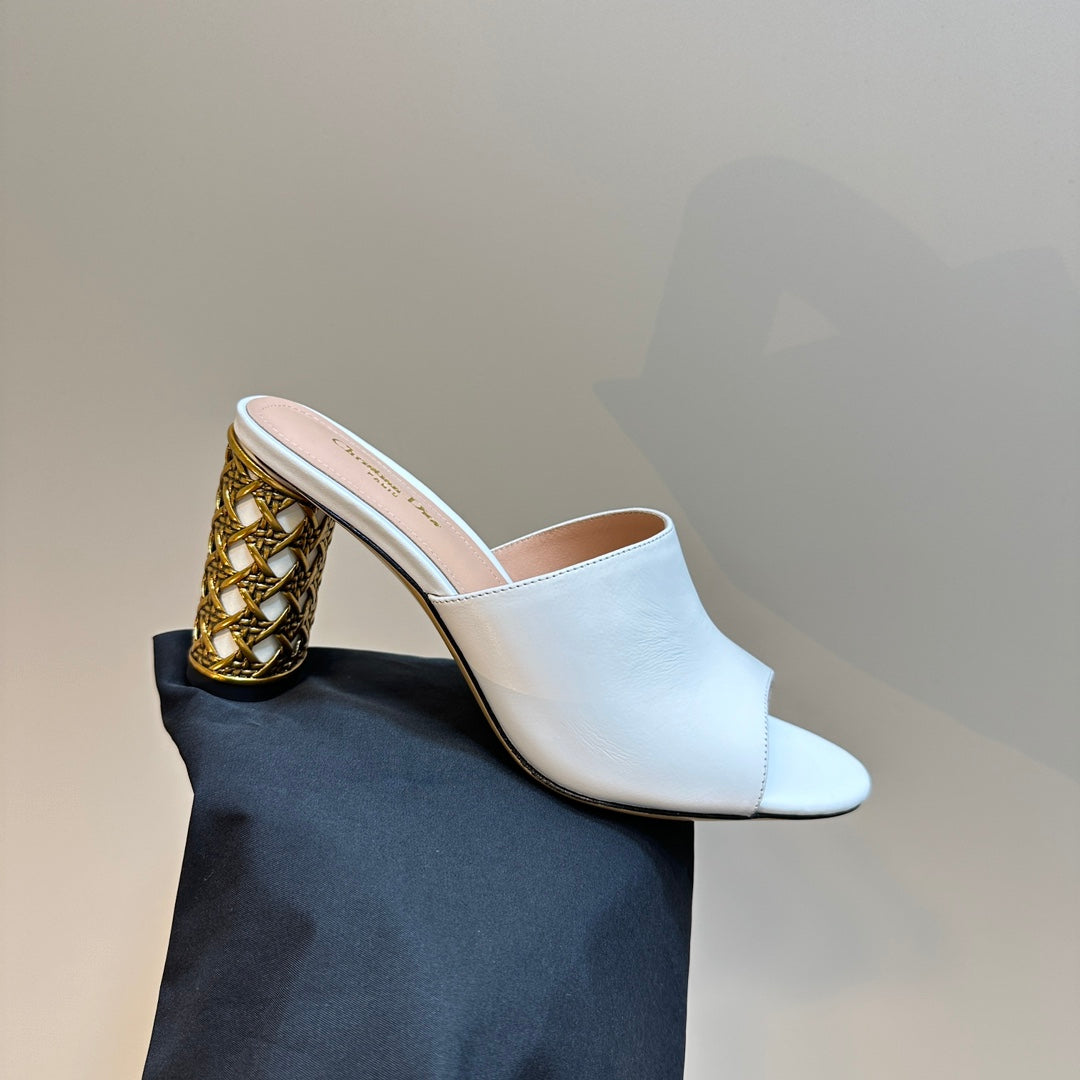 DIOR Icon Heeled Slide 95mm White Calfskin