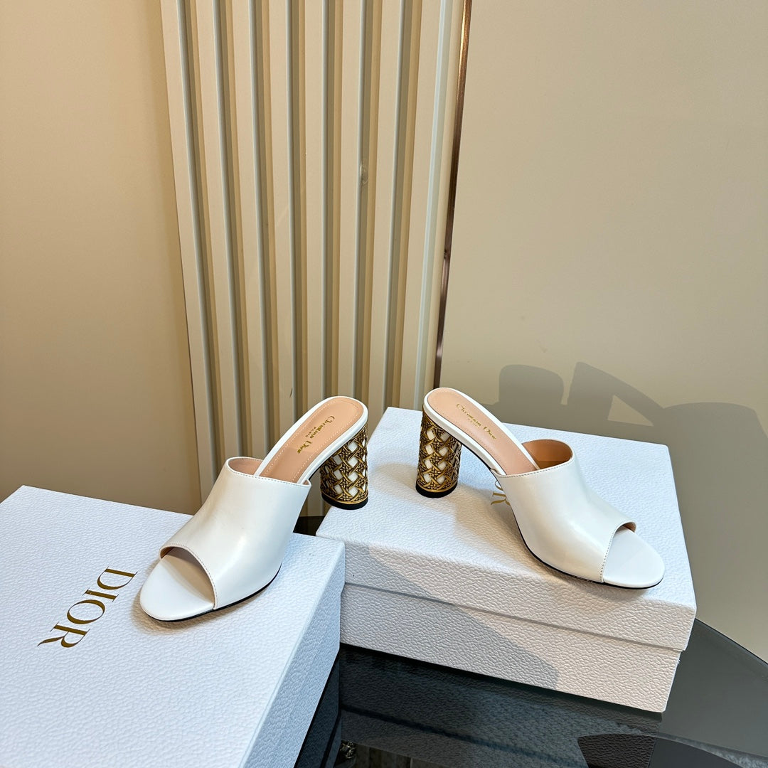 DIOR Icon Heeled Slide 95mm White Calfskin