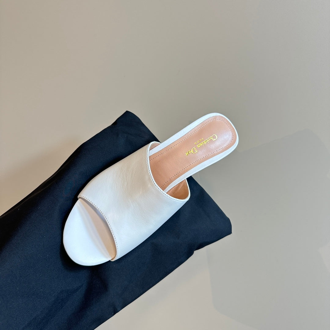 DIOR Icon Heeled Slide 95mm White Calfskin