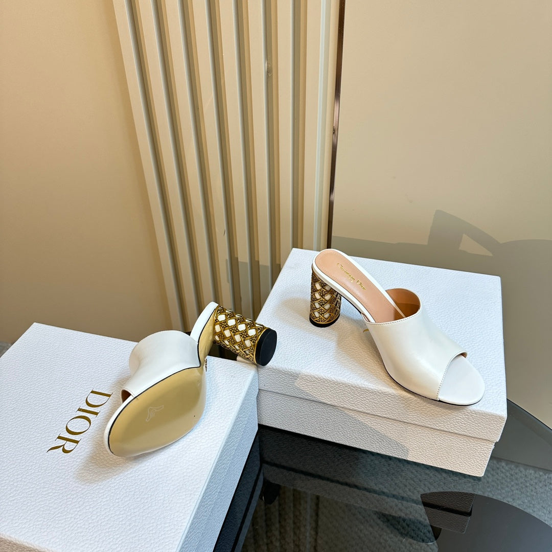 DIOR Icon Heeled Slide 95mm White Calfskin