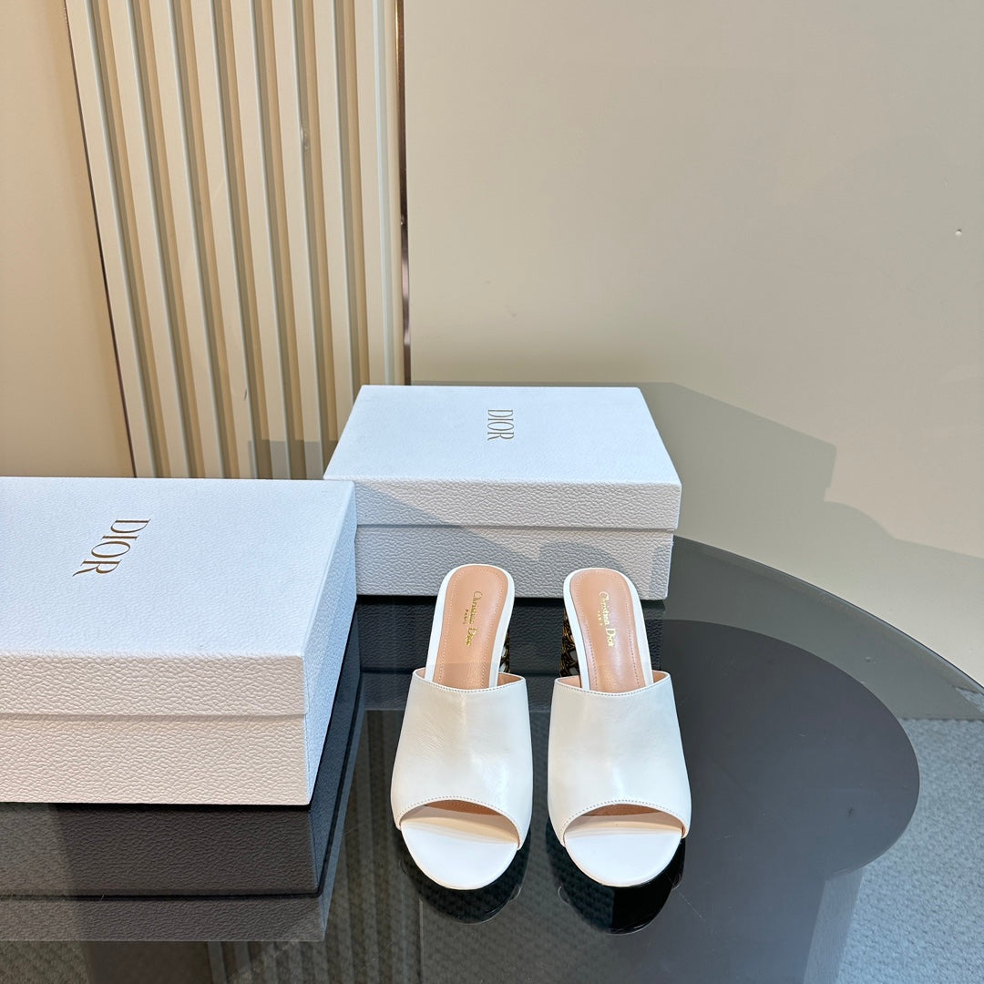 DIOR Icon Heeled Slide 95mm White Calfskin
