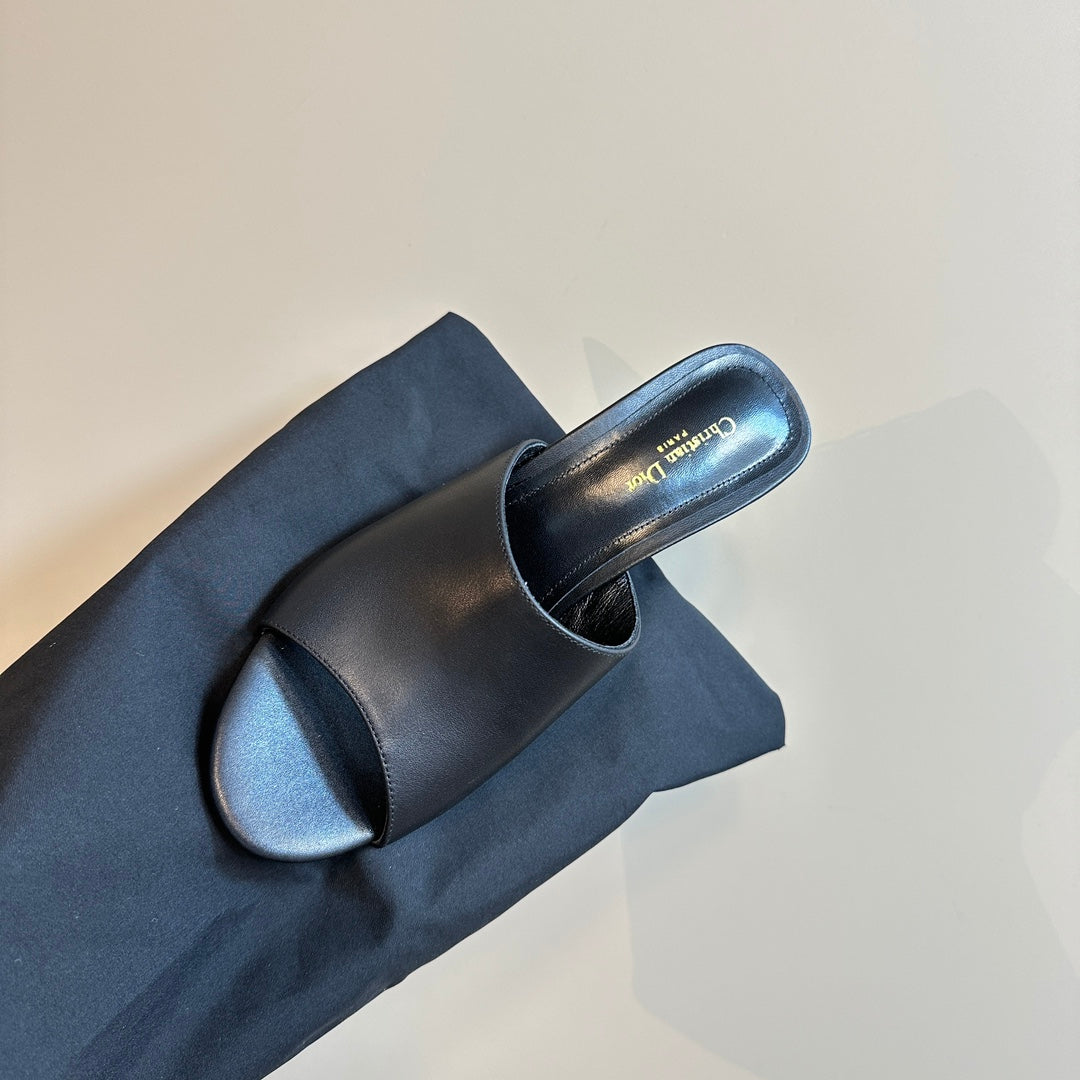 DIOR Icon Heeled Slide 95mm Black Calfskin