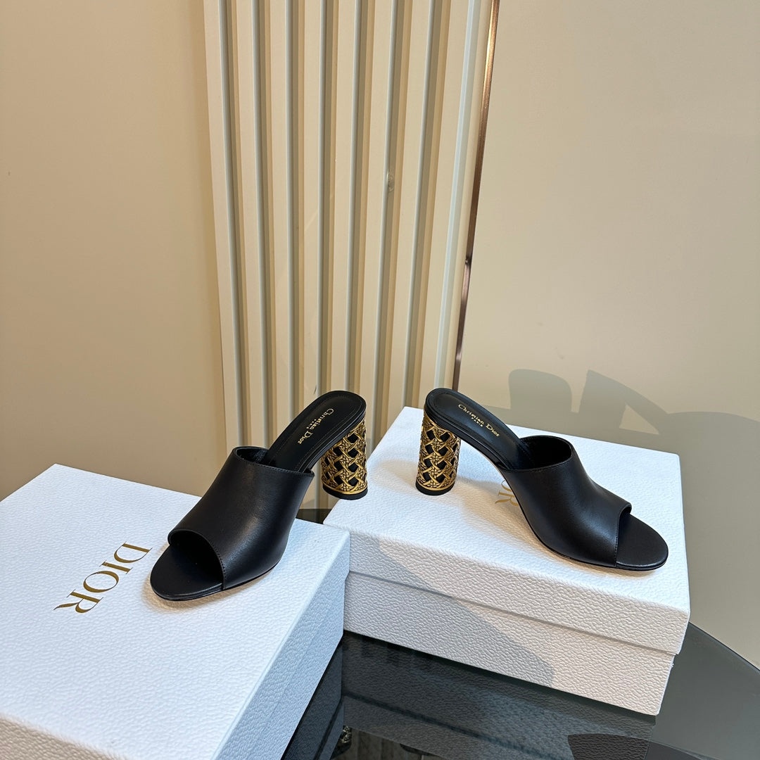 DIOR Icon Heeled Slide 95mm Black Calfskin