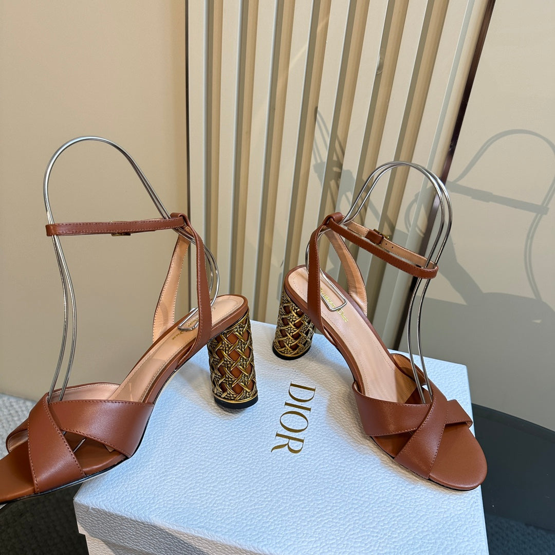 DIOR Icon Heeled Sandal 95mm Brown Calfskin
