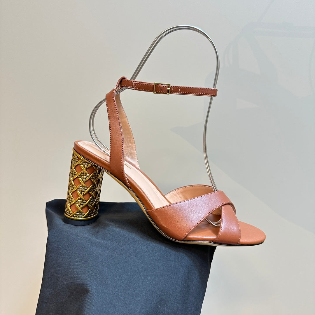 DIOR Icon Heeled Sandal 95mm Brown Calfskin