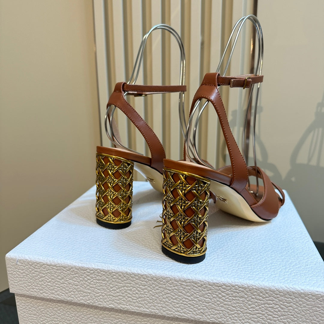 DIOR Icon Heeled Sandal 95mm Brown Calfskin