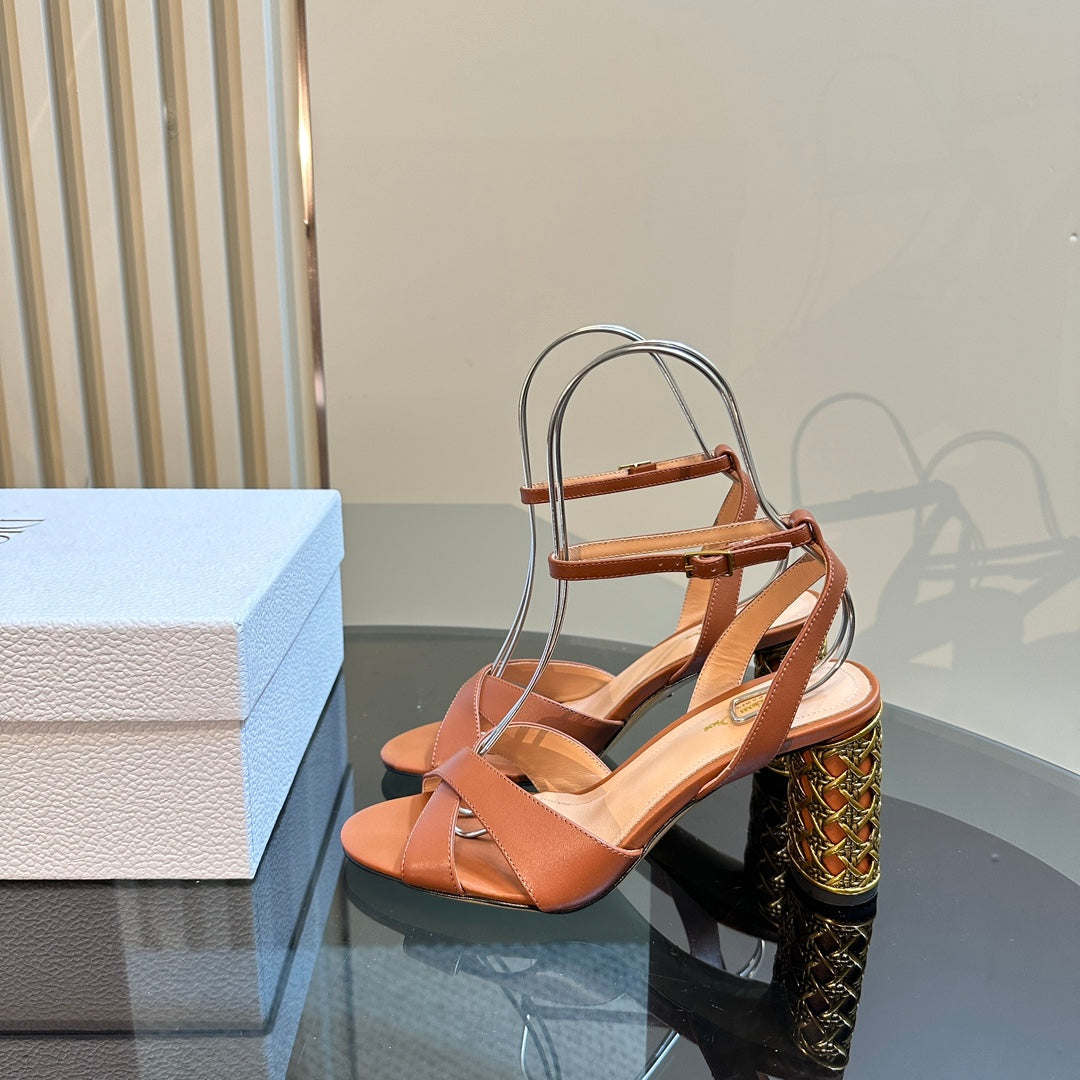 DIOR Icon Heeled Sandal 95mm Brown Calfskin