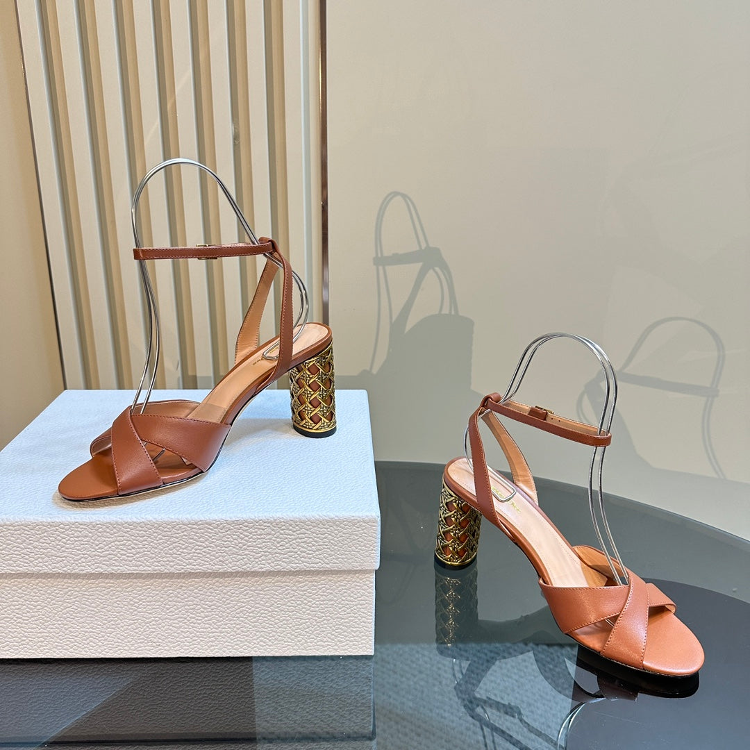 DIOR Icon Heeled Sandal 95mm Brown Calfskin