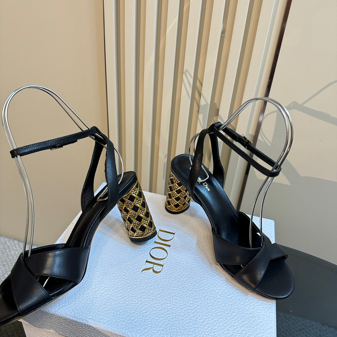 DIOR Icon Heeled Sandal 95mm Black Calfskin