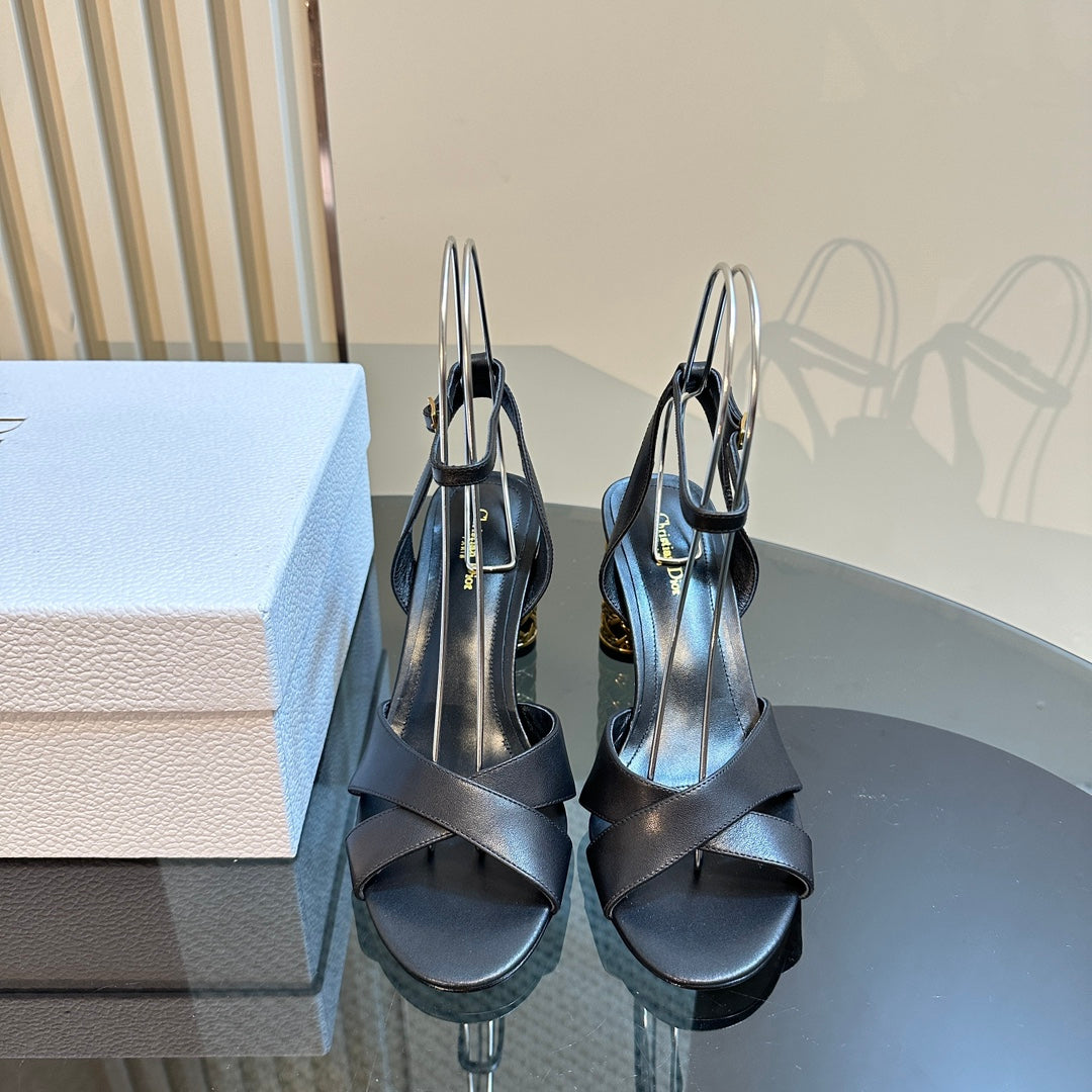 DIOR Icon Heeled Sandal 95mm Black Calfskin