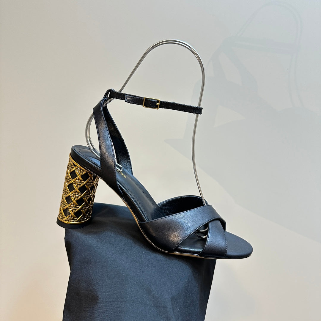 DIOR Icon Heeled Sandal 95mm Black Calfskin