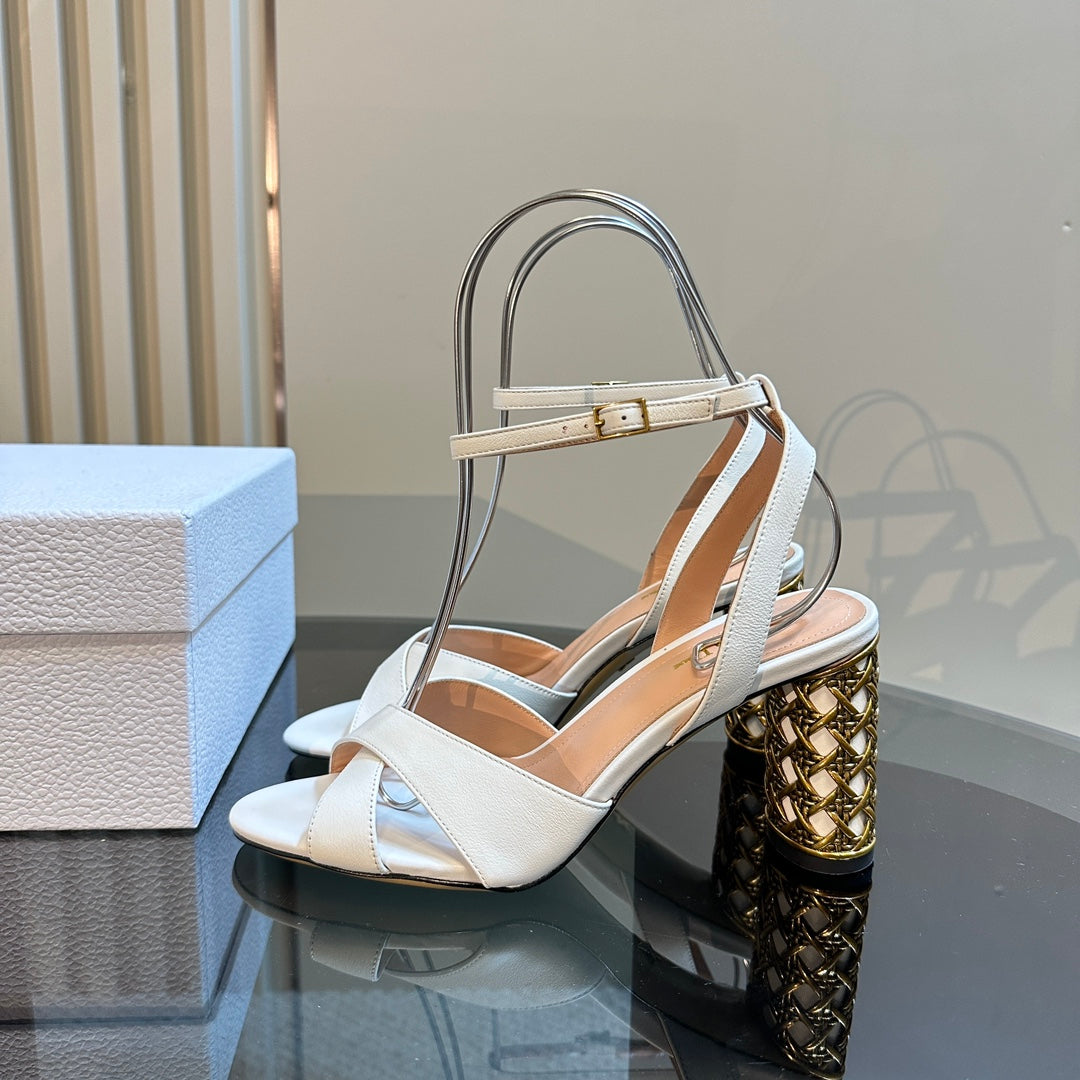DIOR Icon Heeled Sandal 95mm White Calfskin
