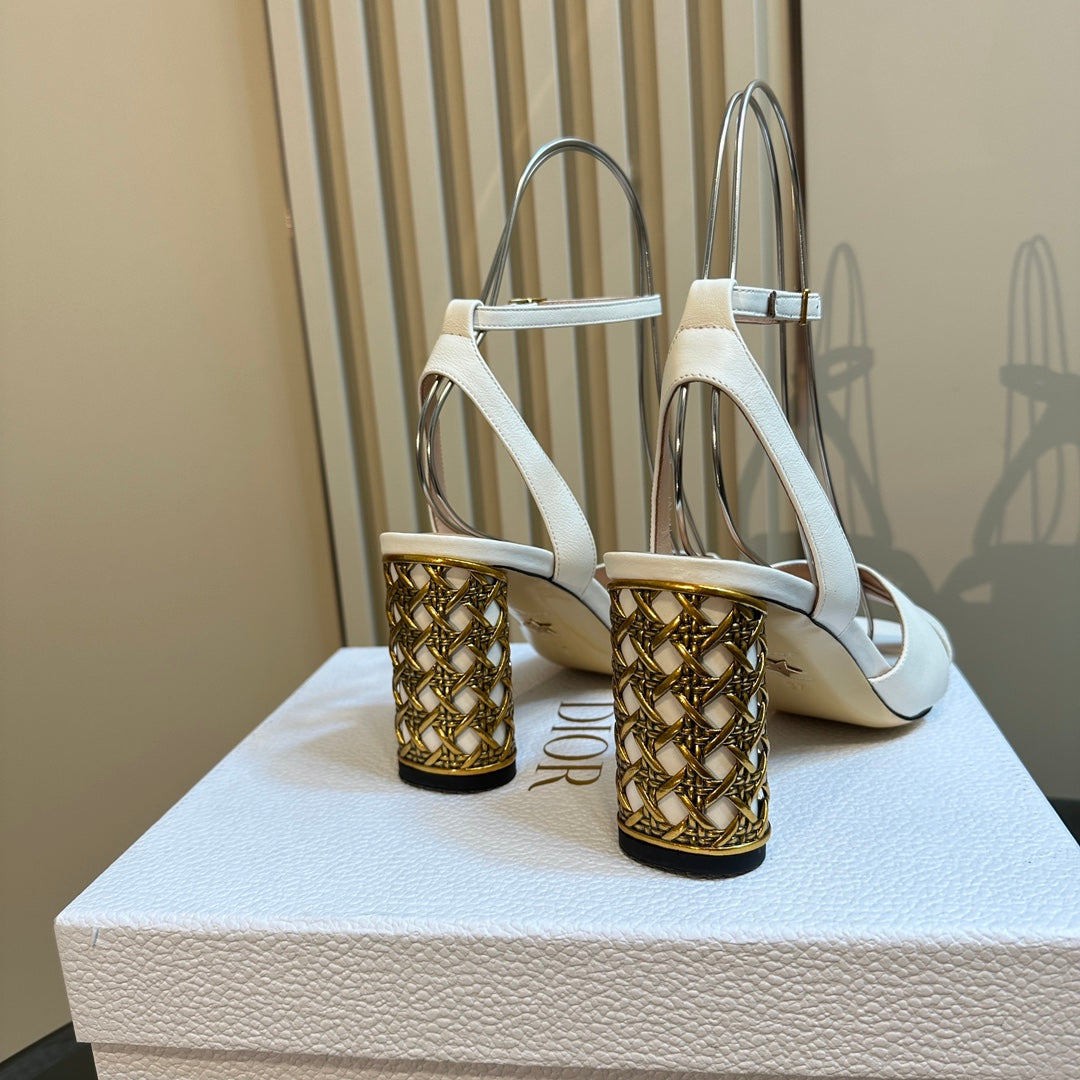 DIOR Icon Heeled Sandal 95mm White Calfskin