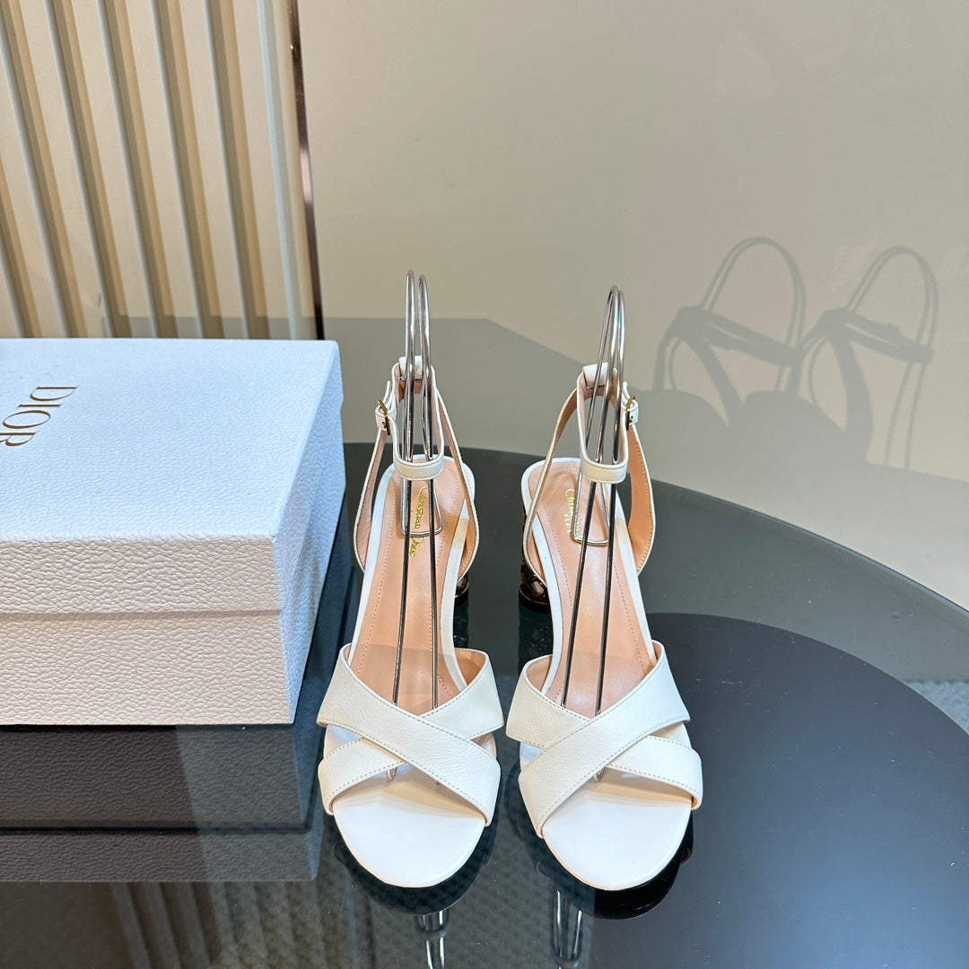 DIOR Icon Heeled Sandal 95mm White Calfskin